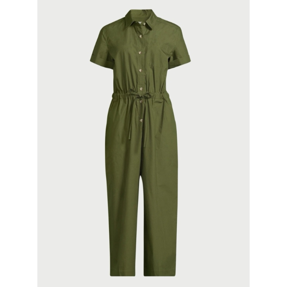 🆕Free Assembly Olive Green Women's Short Sleeve Cotton Jumpsuit M Medium NWT New - Picture 4 of 12